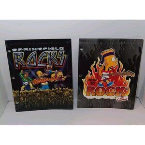 2007 Simpsons Folders Lot Of 2 Springfield Rocks Born To Rock Bart Homer